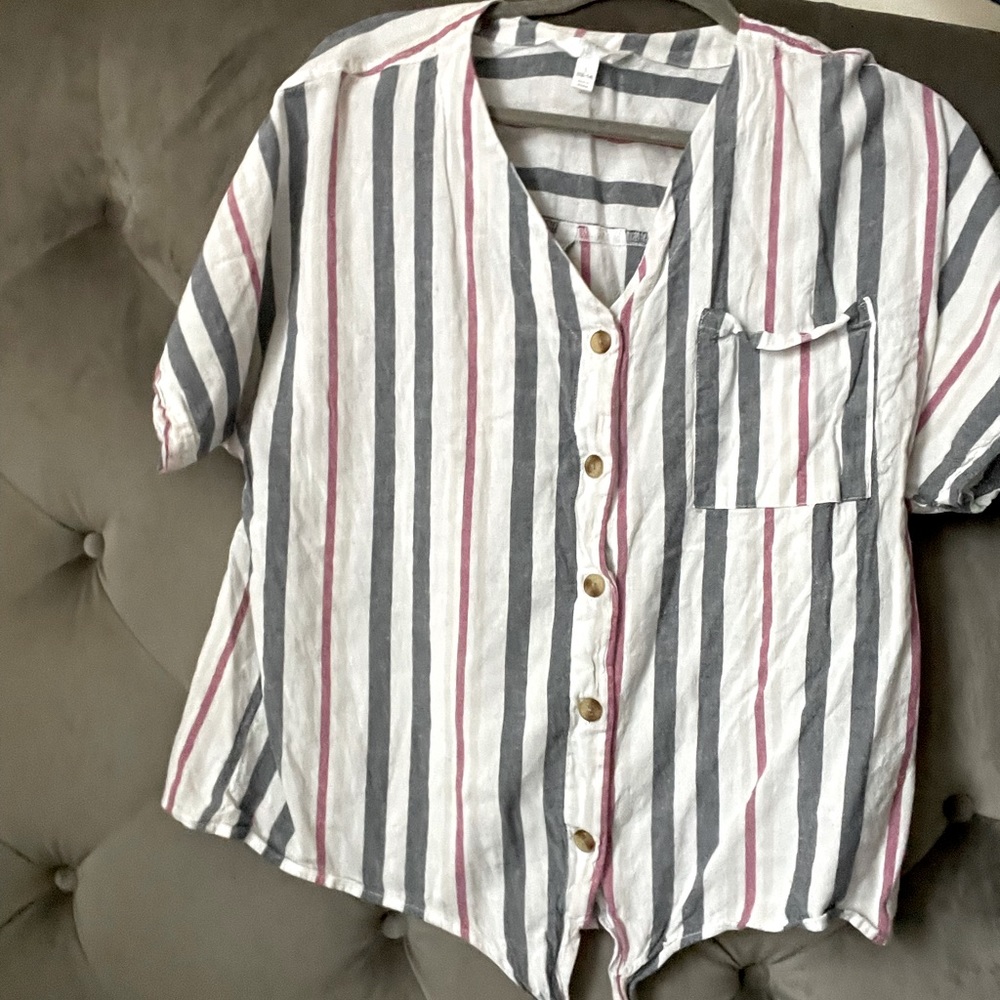 Striped Summer button up shirt